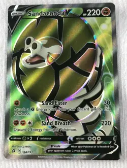 Sandaconda V 184/192 FULL ART ULTRA RARE SWSH Rebel Clash Pokemon NM 2020 - Image 1