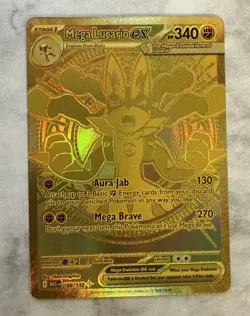 Pokemon TCG Mega Evolution #188/132 Mega Lucario ex Gold Hyper Rare Pack Fresh - Image 1