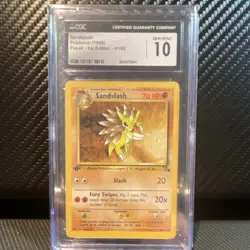 Pokemon Sandslash Fossil 1st Edition CGC 10 Regular 41/62 Uncommon 1999 - Image 1