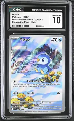 Pokemon TCG GRADED Piplup 098/094 Phantasmal Flames IR GM 10 CGC ENG - Image 1