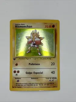 Spanish Hitmonchan Base 1st Edition Holo Rare 1999 Pokemon 7/102 LP - Image 2
