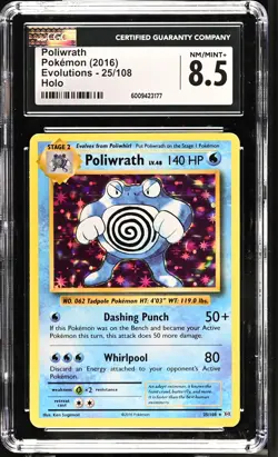 Pokemon TCG GRADED 2016 Poliwrath 25/108 Evolutions Reverse Holo 8.5 CGC ENG - Image 1