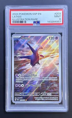 2024 POKEMON SSP EN-SURGING SPARKS ILLUSTRATION RARE #203 LATIOS PSA 9 - Image 1