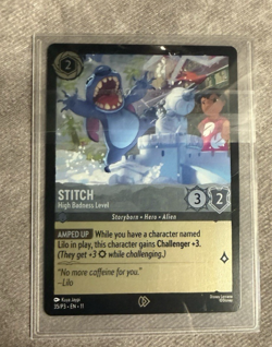 Lorcana Stitch High Badness Level Promo Foil 35/P3 - Sleeved & Looking Great! - Image 1