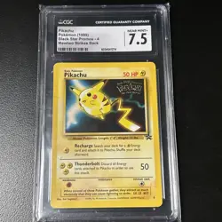 PIKACHU 4 POKEMON BLACK STAR PROMO MEWTWO STRIKES BACK CGC 7.5 - Image 1