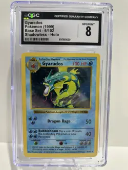 CGC 8 Gyarados Pokemon 1999 Base Set Shadowless 6/102 Holo Graded Near Mint/Mint - Image 1