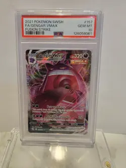 Pokemon TCG Fusion Strike Gengar VMAX Ultra Rare Holo Card 157/264 PSA 10 - Image 1