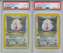 Pokemon PSA 5 + 4 Chansey Base Set Shadowless #3 - Image 1