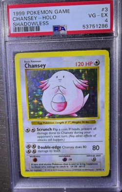 Pokemon PSA 5 + 4 Chansey Base Set Shadowless #3 - Image 2