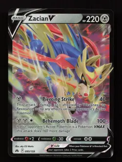 Zacian V 095/159 Holo Rare V Crown Zenith Pokemon Near Mint - Image 1