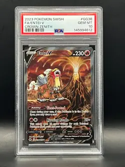 PSA Gem Mint 10- ENTEI V GG36 Full Art Holo 2023 Pokemon CROWN ZENITH - Image 1