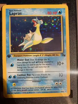 1999 Pokemon Fossil Lapras #10 1st edition Holographic SGC 9 - Image 2