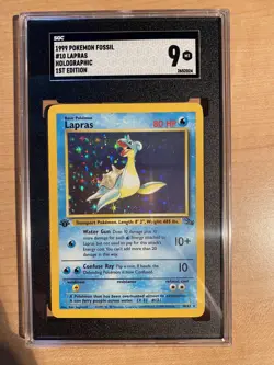 1999 Pokemon Fossil Lapras #10 1st edition Holographic SGC 9 - Image 4