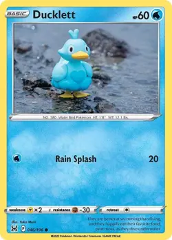 Ducklett Common SWSH11: Lost Origin 046/196 NM English Pokemon Card - Image 1