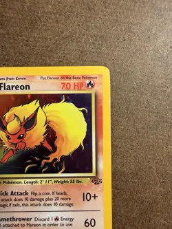 Flareon 3/64 Pokemon Jungle Holo Rare Unlimited 1999 WOTC 70 HP Card - Image 4