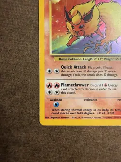 Flareon 3/64 Pokemon Jungle Holo Rare Unlimited 1999 WOTC 70 HP Card - Image 5
