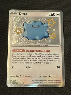 Pokemon TCG Paldean Fates 201/091 Ditto Shiny Rare - NM - Image 1