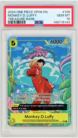 One Piece Monkey D. Luffy Treasure Rare TR OP08 Two Legends OP07-109 ENG PSA 10 - Image 1