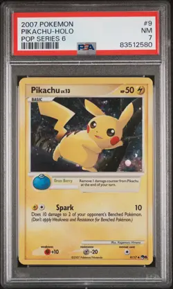PSA 7 Pikachu 2007 Pop Series 6 9/17 Holo Pokemon Card - Image 1