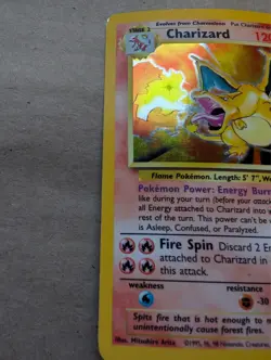 1999 POKEMON BASE SET UNLIMITED CHARIZARD HOLO 4/102 RARE VINTAGE MP - Image 2