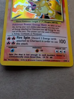 1999 POKEMON BASE SET UNLIMITED CHARIZARD HOLO 4/102 RARE VINTAGE MP - Image 5