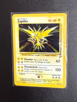 Pokemon Zapdos 90 HP Holo Rare Basic Base Set 2 20/130 English Card Stock 020/13 - Image 3