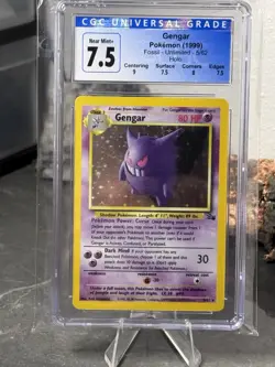 Pokemon TCG Gengar Fossil Unlimited Holographic 5/62 CGC 7.5 - Image 1