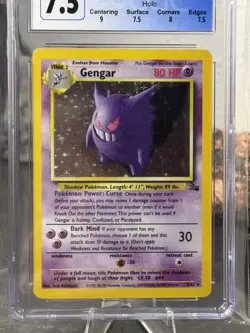 Pokemon TCG Gengar Fossil Unlimited Holographic 5/62 CGC 7.5 - Image 2