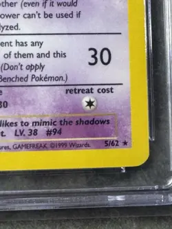 Pokemon TCG Gengar Fossil Unlimited Holographic 5/62 CGC 7.5 - Image 5