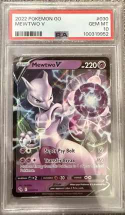 Pokemon Go Mewtwo V Holo Card 030/078 2022 - Image 1