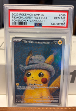 2023 Pokemon X Van Gogh Grey Felt Hat Pikachu PSA 10 GEM MT - Image 3