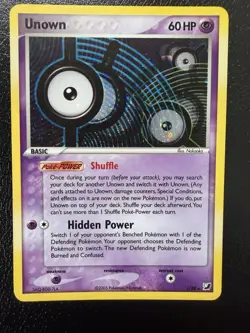 Pokemon 2005 EX Unseen Forces Unown #1/28 LP With Swirl🌀 - Image 1