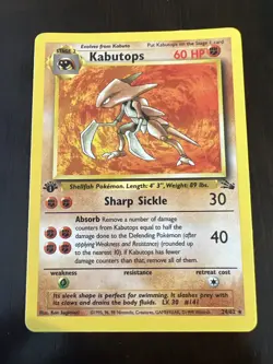 KABUTOPS 24/62 Non Holo 1st Edition Fossil Set Vintage WoTC Pokemon TCG NM - Image 1