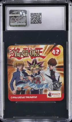 1996 YU-GI-OH! STICKERS MERLIN #42 RED-EYES BLACK METAL DRAGON CGC 10 GEM MINT - Image 2