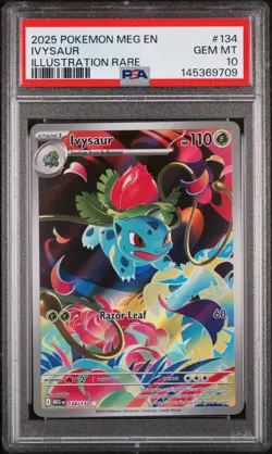 2 CARDS! Mega Evolutions Bulbasaur AND Ivysaur 133/132 134/132 PSA 10 PSA 9 MINT - Image 1