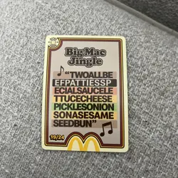 Big mac jingle 19/24 Mcdonalds TCG Trading Cards 2026 UnRedeemed trading card - Image 1