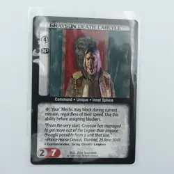 BattleTech CCG Trading Card Game Grayson Death Carlyle vintage single card - Image 1