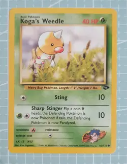 Koga's Weedle 82/132 Common: Gym Challenge Pokemon Trading Card Game TCG - Image 1