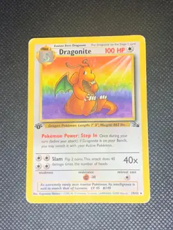 Dragonite 19/62 Rare - 1st edition Fossil Pokemon Card - HP - Image 1