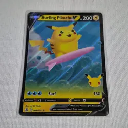 Surfing Pikachu V 008/025 Celebrations Ultra Rare Holo Pokemon TCG Card 200 HP - Image 1