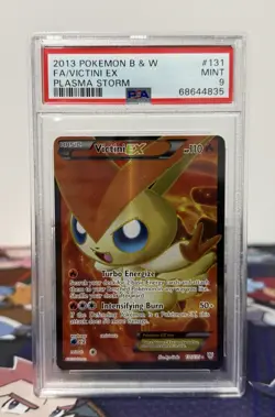 PSA 9 Pokemon Card Victini EX BW Plasma Storm Full Art 131/135 MINT - Image 1
