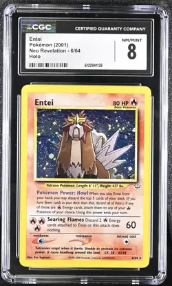 CGC 8 Entei 2001 Neo Revelation 6/64 Holo Pokemon Card - Image 1