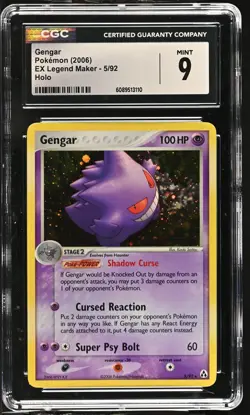 CGC 9 MINT Gengar 2006 EX Legend Maker 5/92 Holo Pokemon Card - Image 1