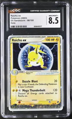 Raichu ex 98/100 Sandstorm Holo SWIRL E-Reader CGC 8.5 Vintage Pokemon Card - Image 1