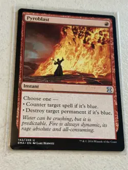 mtg Pyroblast, red instant from Eternal Masters, slight play - Image 1