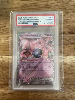 Pokemon TCG Team Rocket’s Mewtwo EX 205 SV: Scarlet & Violet Promo Card PSA 10 - Image 1