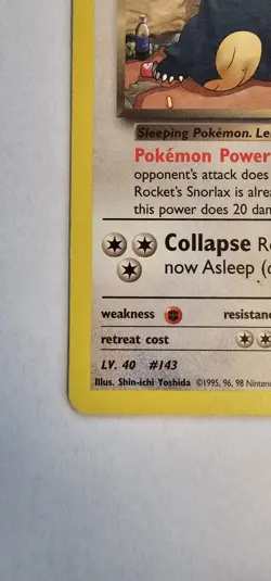 Rocket's Snorlax 33/132 Rare Gym Heroes Pokemon Card - Image 5