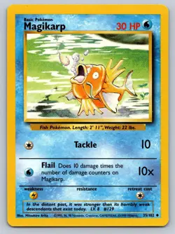 Magikarp 35/102 Uncommon Base Set Unlimited Pokemon Lightly Played - Image 1