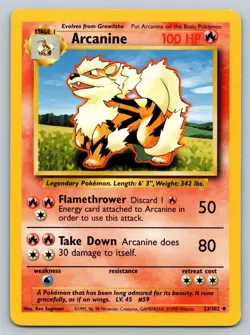 Arcanine 23/102 Uncommon Base Set Unlimited Pokemon Lightly Played - Image 1
