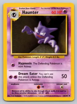 Haunter 29/102 Uncommon Base Set Unlimited Pokemon Lightly Played - Image 1